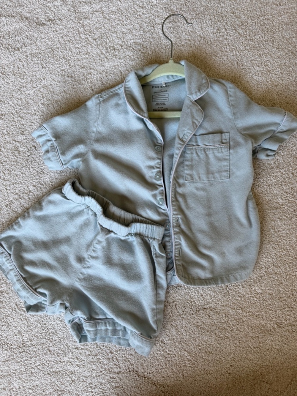Pale Blue Short Sleeve Button-Up and Shorts Set